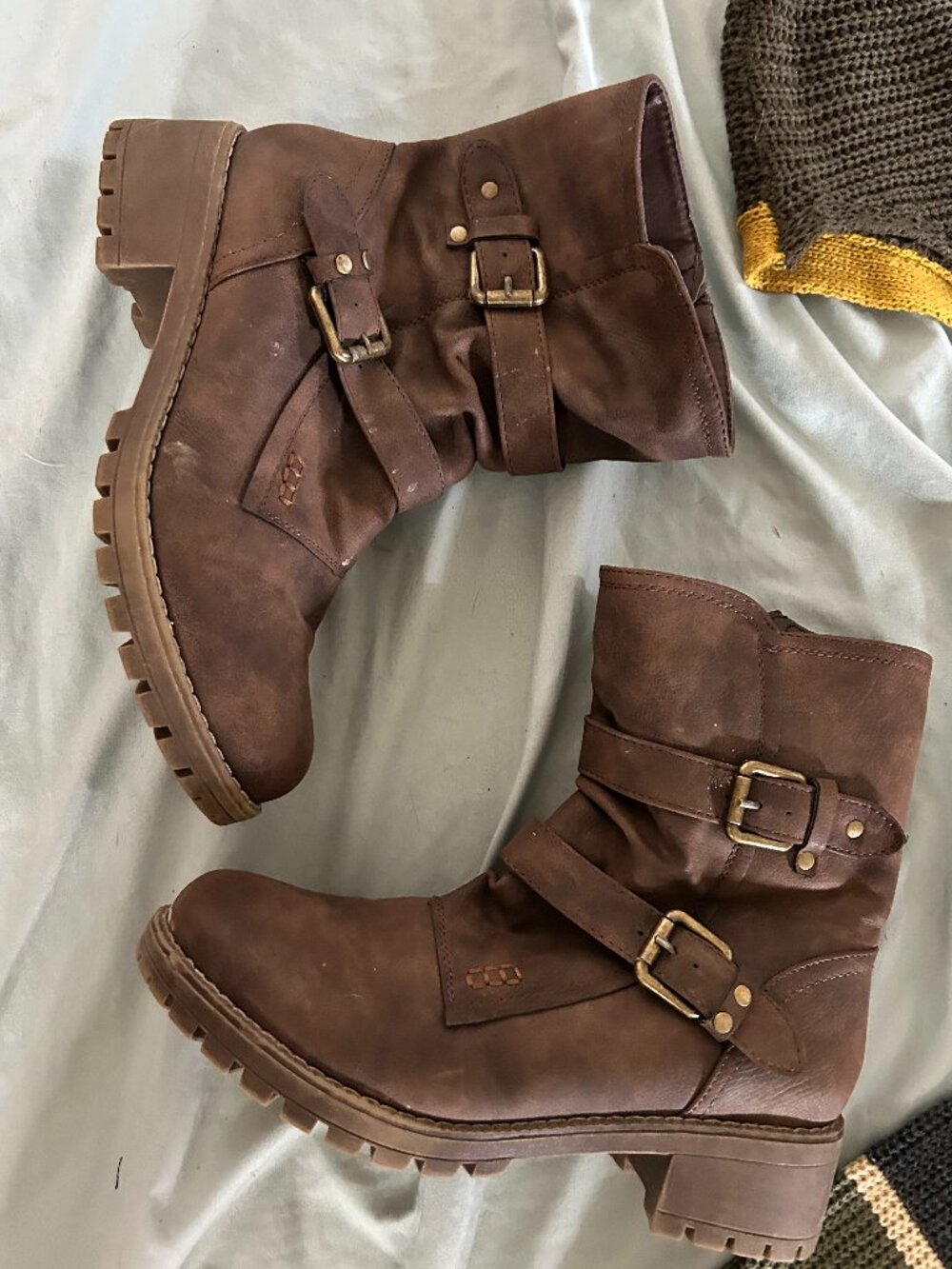 faux leather womans size 81/2 brown shoes boots eight half casual dress 8.5